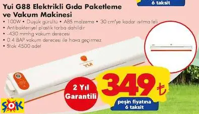 YUİ G88 ELEKTRİKLİ GIDA PAKETLEME VE VAKUM MAKİNESİ